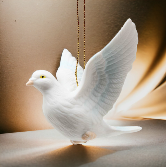 Christmas Decor Hand Crafted White Peace Dove Ornament, Home Décor, Gift for Her, Wedding Decor, Christmas tree Décor, Wall Decor