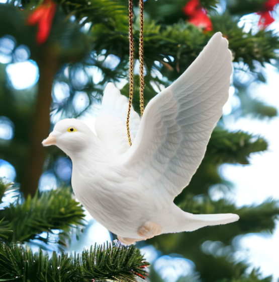 Christmas Decor Hand Crafted White Peace Dove Ornament, Home Décor, Gift for Her, Wedding Decor, Christmas tree Décor, Wall Decor