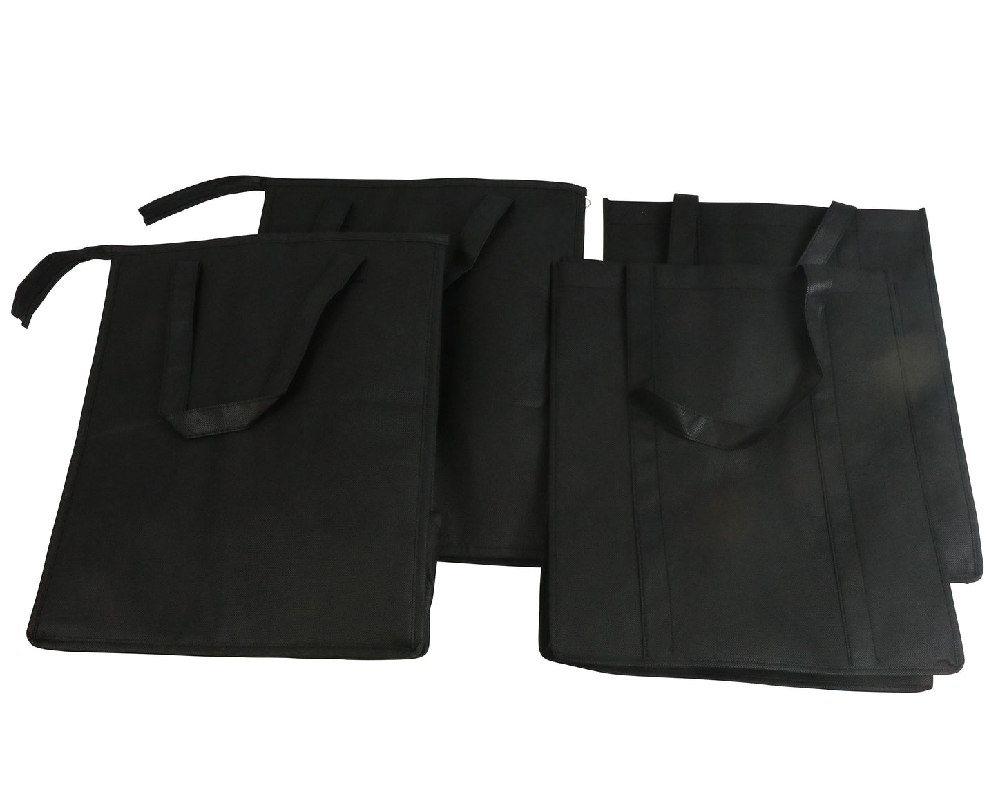 Environment Friendly Reusable Black Grocery Bags, 2 Insulated, 2 Non-Insulated (Set of 4)