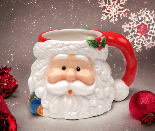 Ceramic Christmas Santa Claus Mug, Home Décor, Gift for Her, Gift for Mom, Kitchen Décor, Christmas Décor