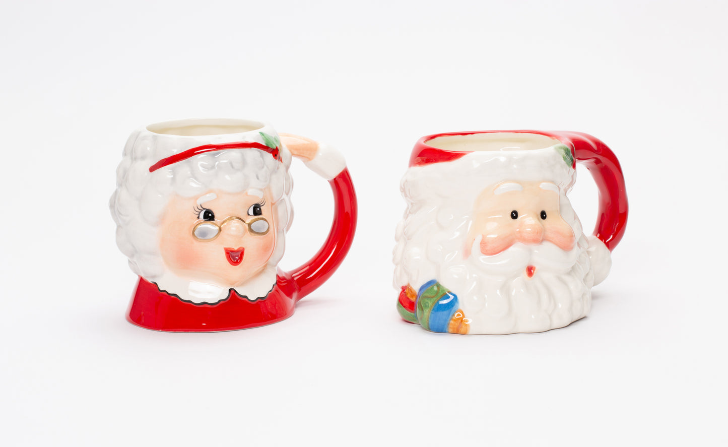 Ceramic Santa Claus and Mrs. Claus Mugs Pair, Home Décor, Gift for Her, Gift for Mom, Kitchen Décor, Christmas Décor