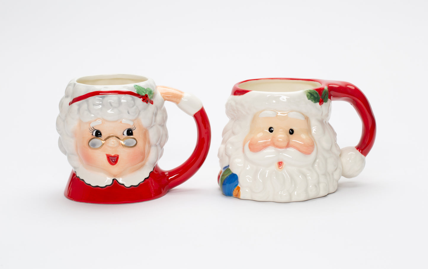 Ceramic Santa Claus and Mrs. Claus Mugs Pair, Home Décor, Gift for Her, Gift for Mom, Kitchen Décor, Christmas Décor