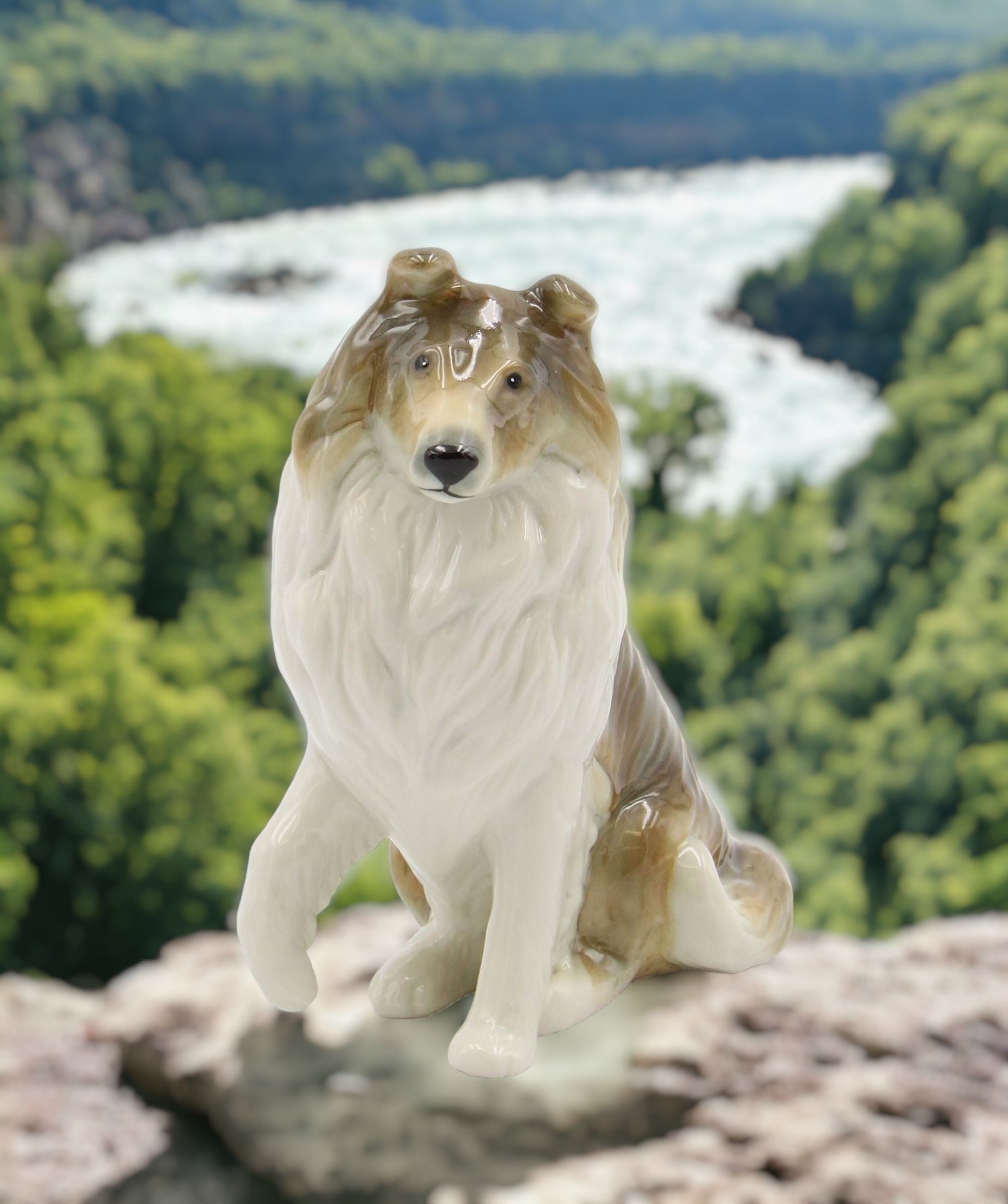 Hand-painted collie dog memorial keepsake gift, lifestyle shot