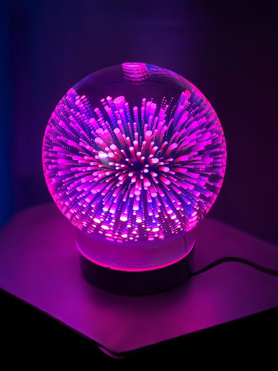 Sphere Diffusers For Essential Oils, 3D Glass Art -Fireworks- Oil Diffuser with Alternating Colors, Bedroom Decor, Gift for Her