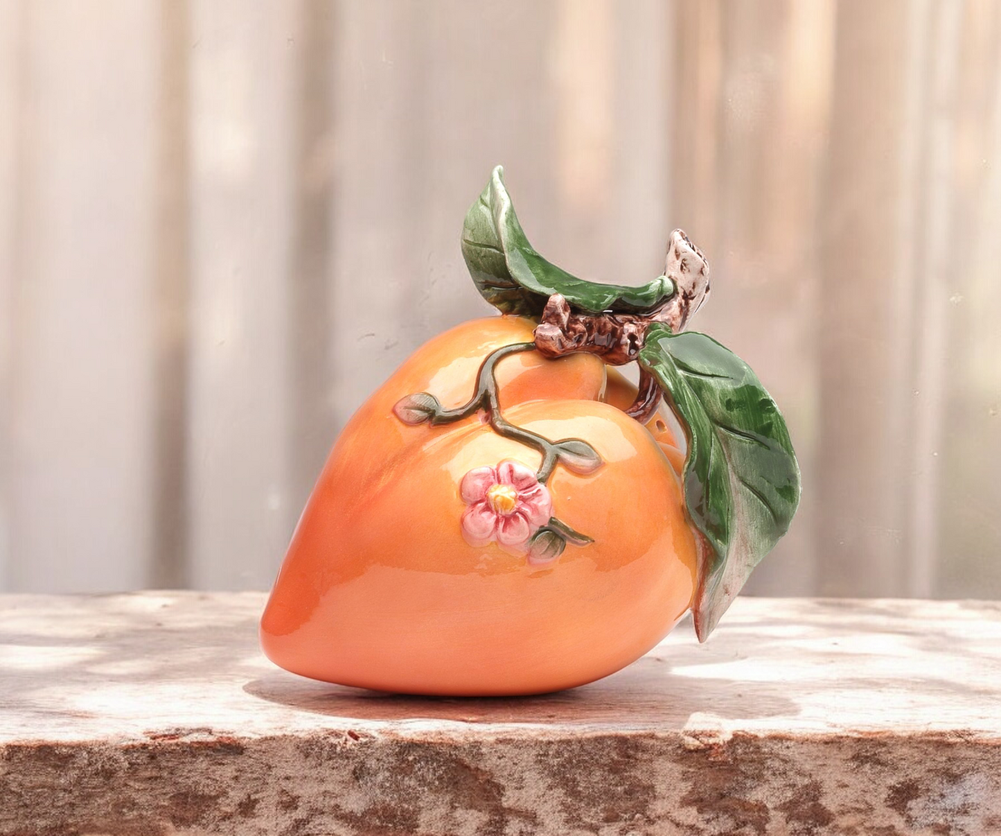 Ceramic Peach Figurine, Home Decor, Kitchen Decor, Gift for Her, Gift for Mom