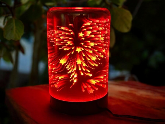 Diffusers For Essential Oils, 3D Glass Art -Fireworks- Oil Diffuser with Alternating Colors, Bedroom Decor, Gift for Her