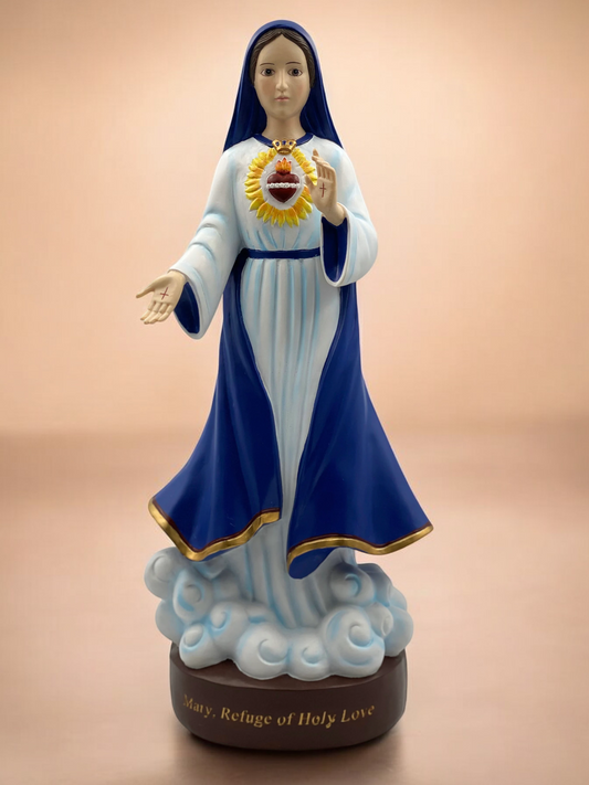 Ceramic Mother Mary Statue, Refuge of Holy Love, Religious Gift or Decor