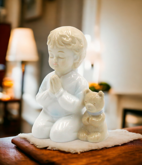 Ceramic Praying Boy Figurine, Religious Décor, Religious Gift, Church Décor, Baptism Gift