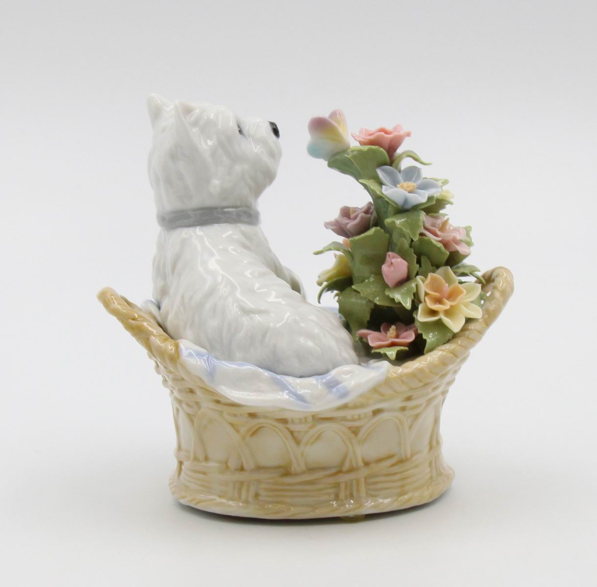 Ceramic West Terrier Dog Basket Music Box Playing "You've Got A Friend", Dog Lover Gift, Gift for Her