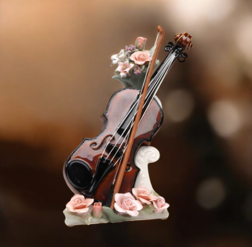 Ceramic Violin Music Box Playing "My Heart Will Go On", Gift for Violinist, Musician Gift