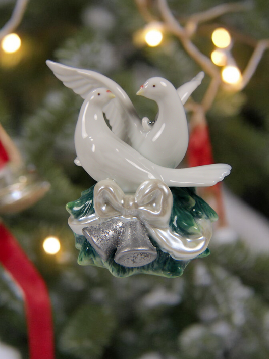 Ceramic Christmas Doves Ornament, Christmas Decor, Gift for Her, Gift for Mom