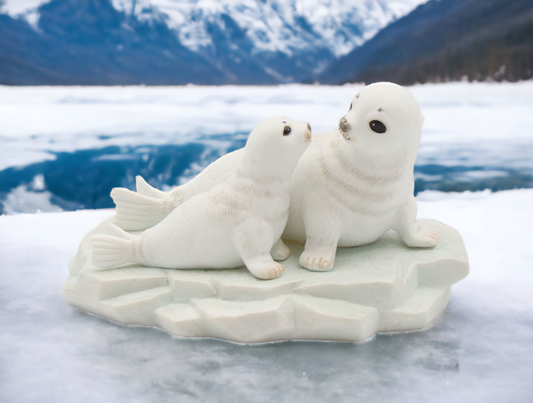 Ceramic Arctic Seal Mom And Baby Figurine, Home Décor, Gift for Her, Gift for Mom, Kitchen Décor, Nature Lover Gift