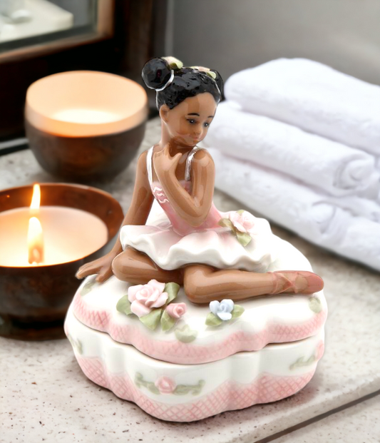African American Ballerina in Pink Jewelry Box Home Décor Gift for Her Gift for Daughter Gift for Ballerina Dancer