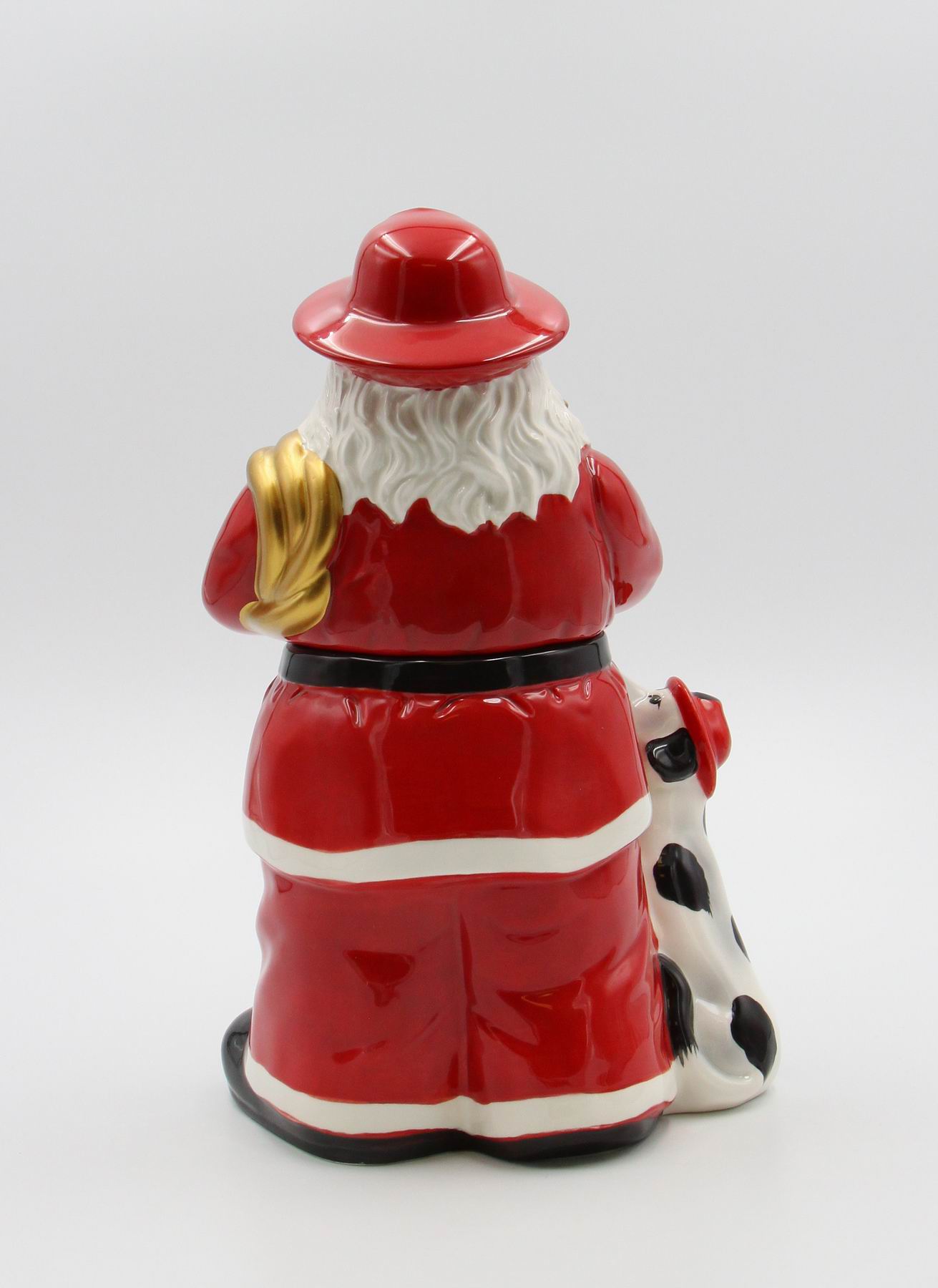 African American Firefighter Christmas Santa with Dalmation Dog Cookie Jar Home Décor Gift for Her Him Dad Mom Kitchen
