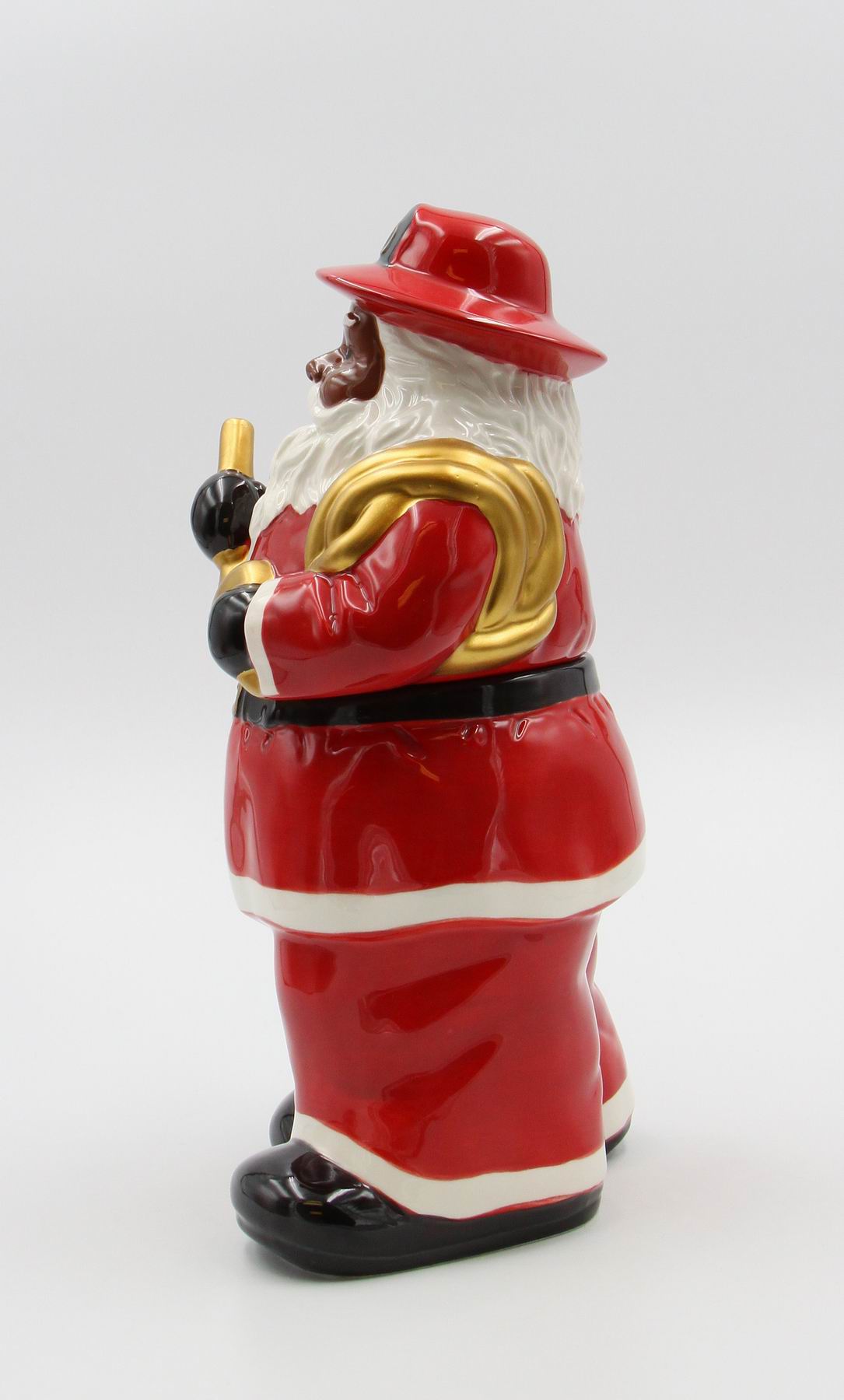 African American Firefighter Christmas Santa with Dalmation Dog Cookie Jar Home Décor Gift for Her Him Dad Mom Kitchen
