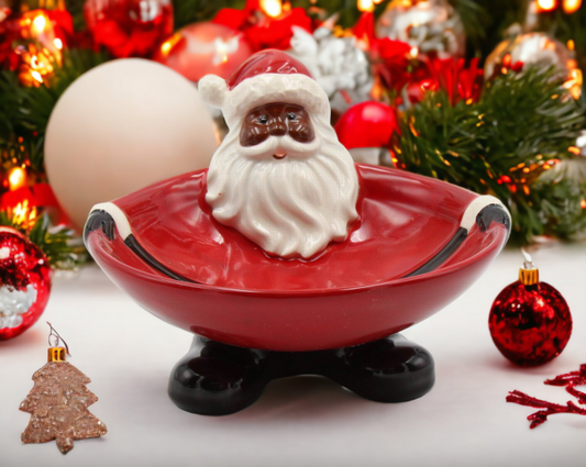 African American Santa Claus Ceramic Candy Bowl Home Décor Gift for Her Gift for Mom Kitchen Décor Christmas Décor