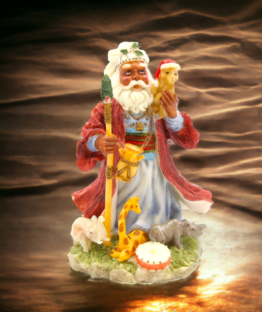 African Santa with Safari Animals Figurine Home Décor Gift for Her Gift for Mom Kitchen Décor Christmas Décor