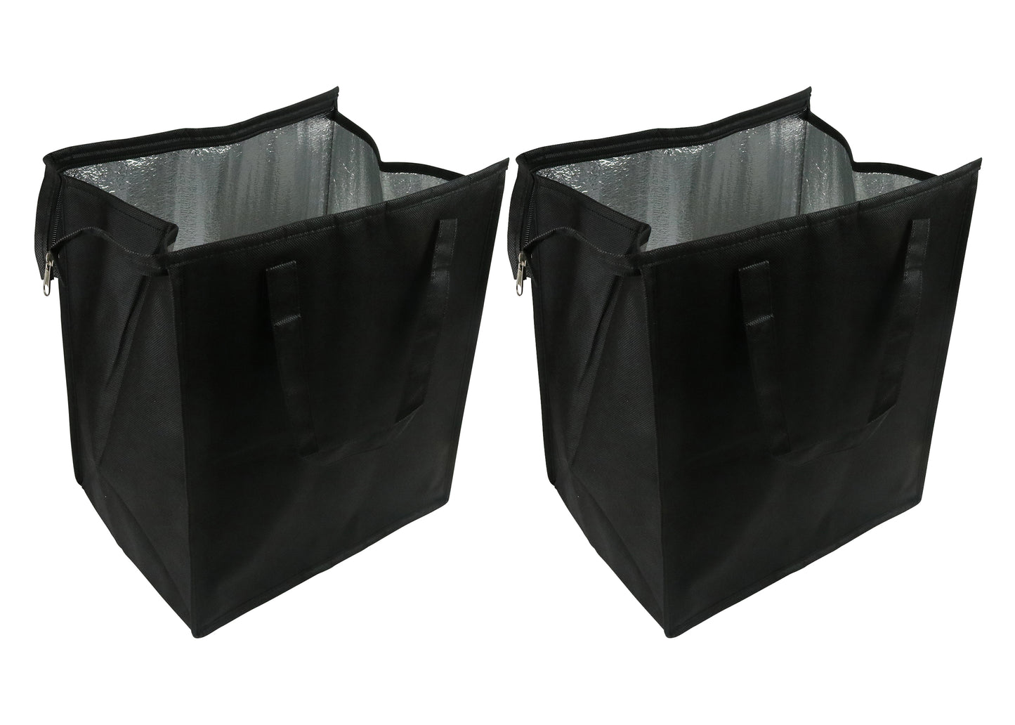 Environment Friendly Reusable Black Grocery Bags, 2 Insulated, 2 Non-Insulated (Set of 4)