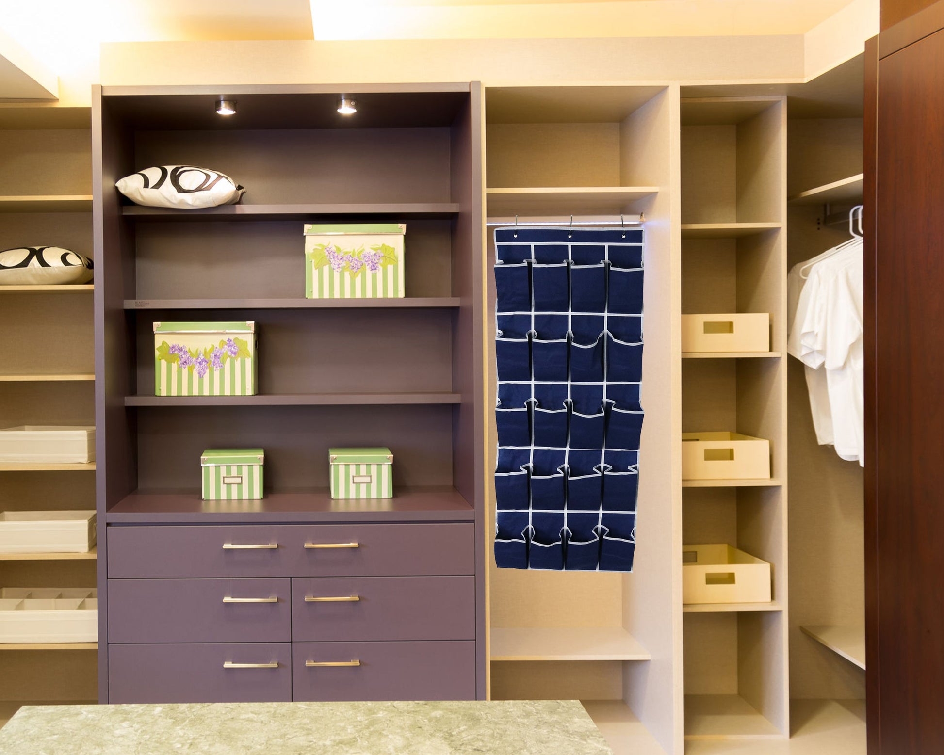 Blue Hanging Shoe Storage with Socks Organizer Set - shoe storage