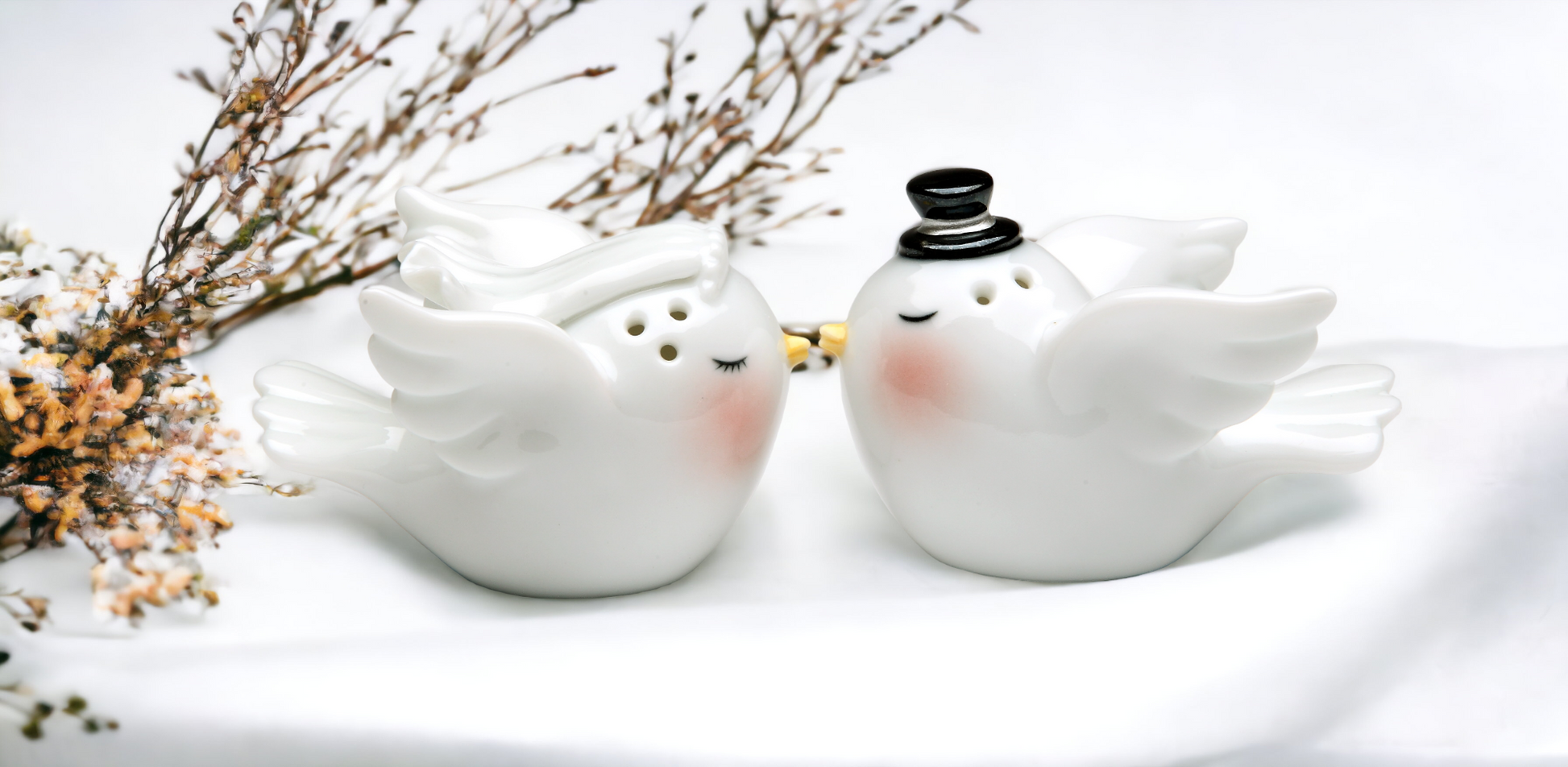 Bride and Groom Dove Birds Salt & Pepper Shakers Wedding Décor or Gift Wedding Favor Anniversary Décor or Gift Kitchen