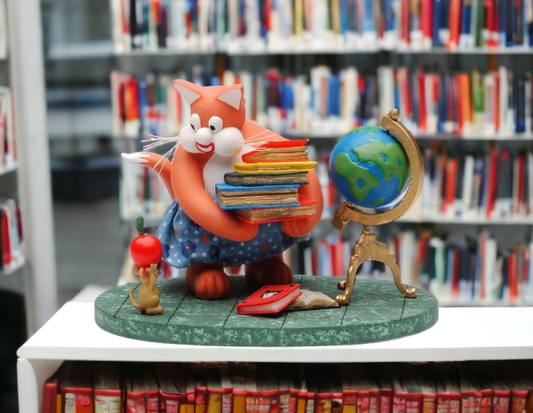 Busy Cat Teacher Figurine Teacher Desk Decor Teacher Appreciation Gift Gift for Librarian Gift for Teacher Home Decor
