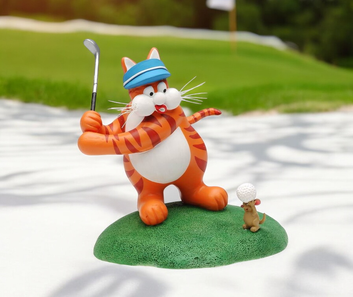 Cat and Mouse Playing Golf Figurine Gift for Him Cat Lover Gift Golfer Gift Golf Decor - Figurine