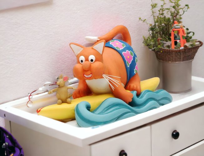 Cat and Mouse Surfing the Waves Home Décor Gift for Her Gift for Mom Kitchen Décor Cat Lovers Gift Pet Loss Gift