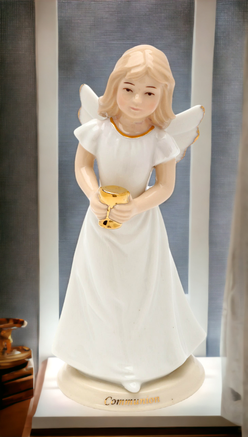 Ceramic 1st Communion Angel Figurine Religious Décor Religious Gift Church Décor Church Gift Baptism Gift - Figurine
