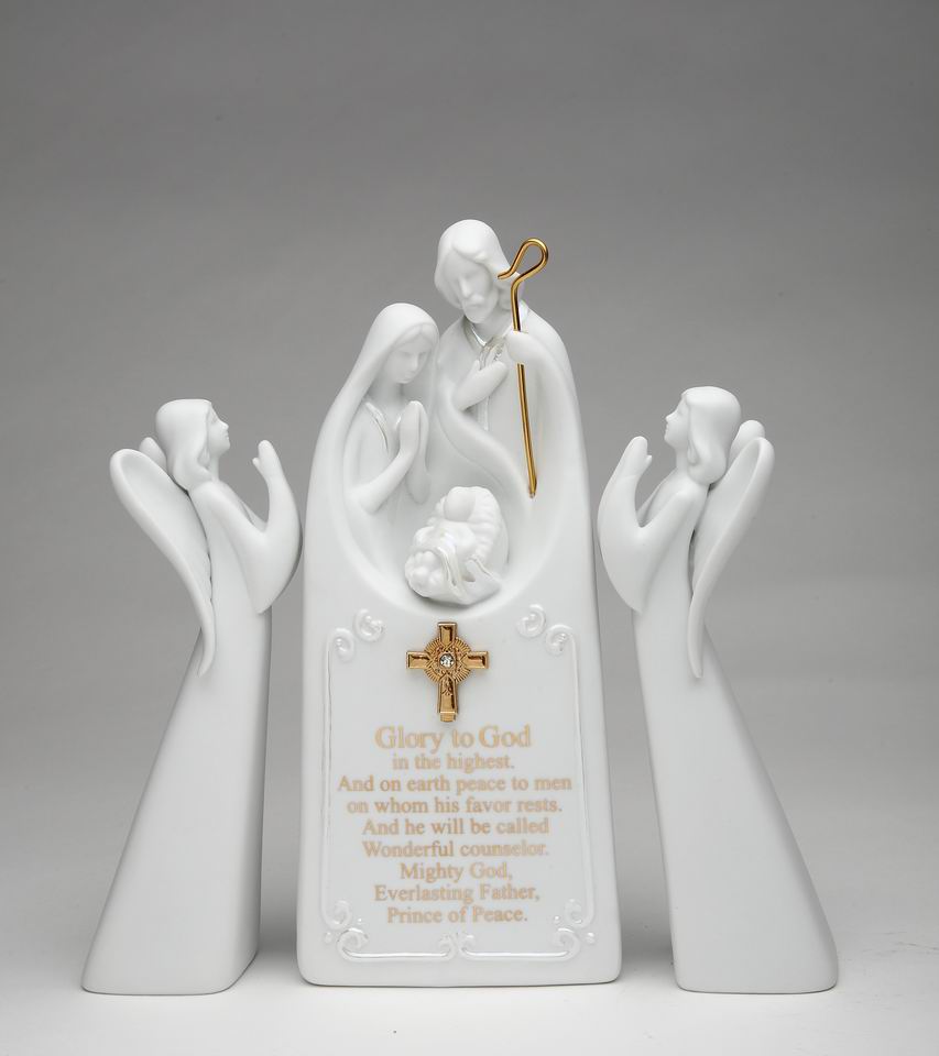 Ceramic 2 Angels With Holy Family Night Light-Glory to God Home Décor Religious Décor Religious Gift Church Décor