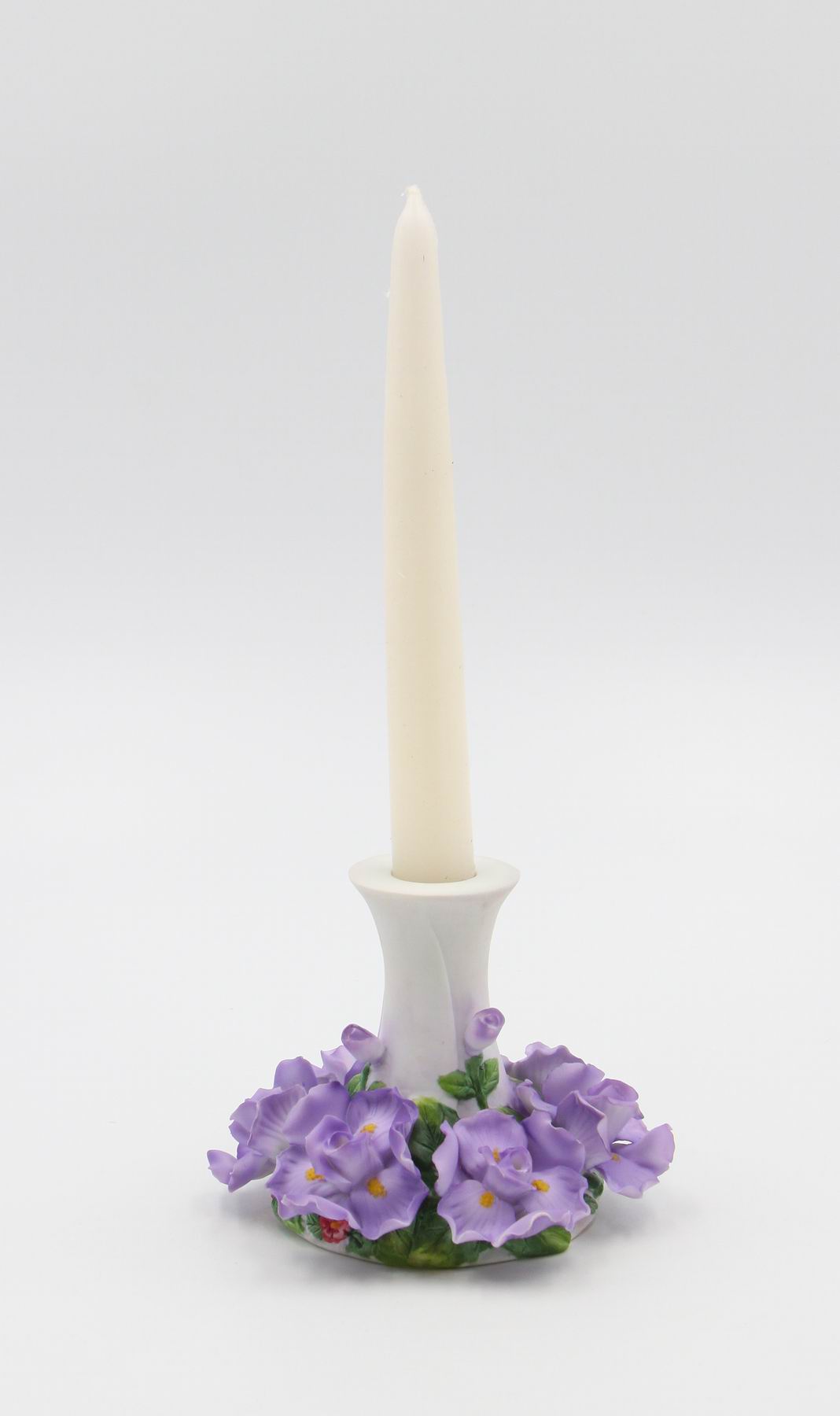 Ceramic 7/8’’ Tapper Candle Holder with Iris Flowers Home Décor Gift for Her Mom Kitchen Décor Wedding Décor Vintage