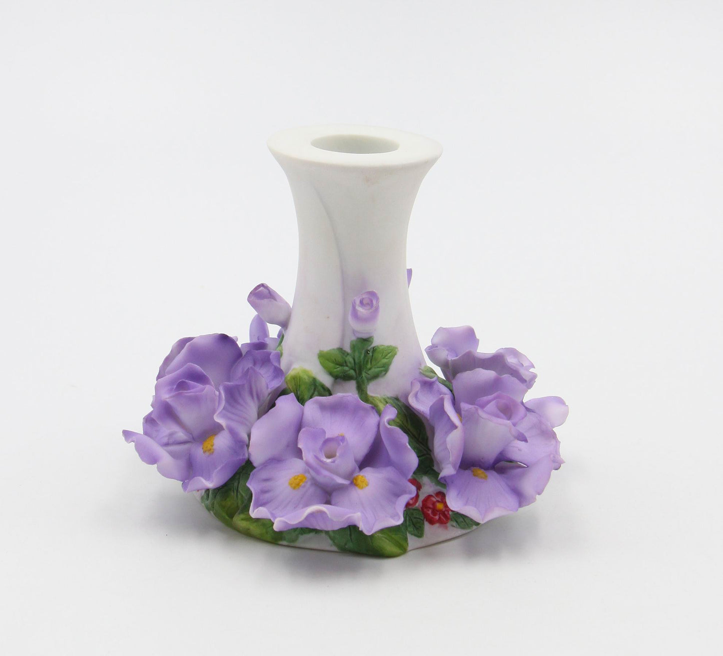 Ceramic 7/8’’ Tapper Candle Holder with Iris Flowers Home Décor Gift for Her Mom Kitchen Décor Wedding Décor Vintage