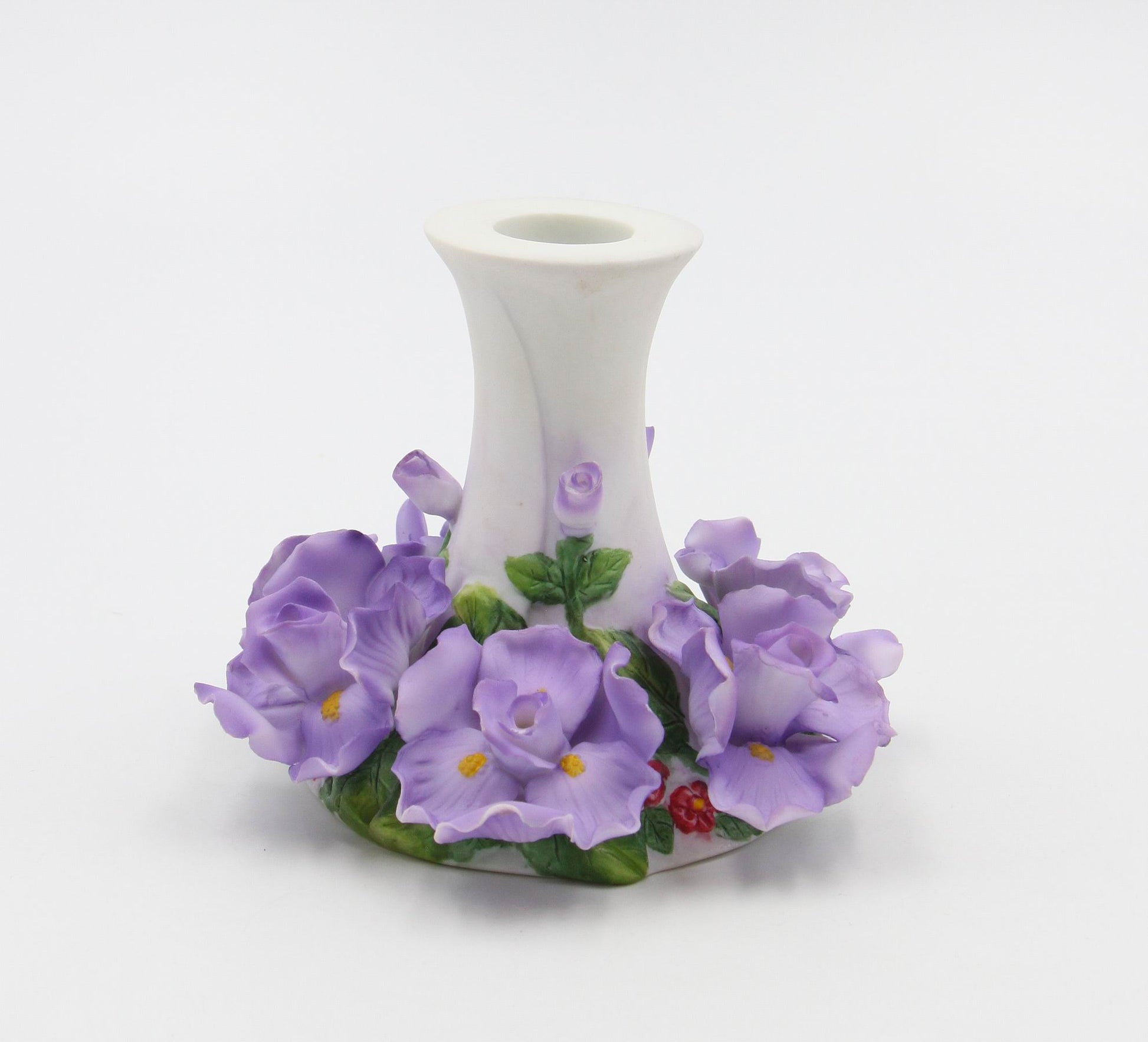 Ceramic 7/8’’ Tapper Candle Holder with Iris Flowers Home Décor Gift for Her Mom Kitchen Décor Wedding Décor Vintage