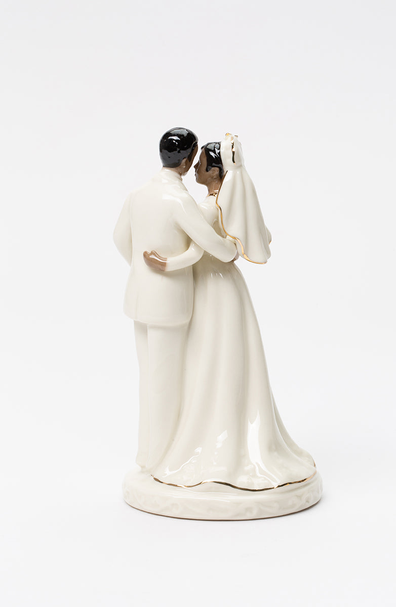Ceramic African American 50th Anniversary Couple Cake Topper Anniversary Décor or Gift - cake topper
