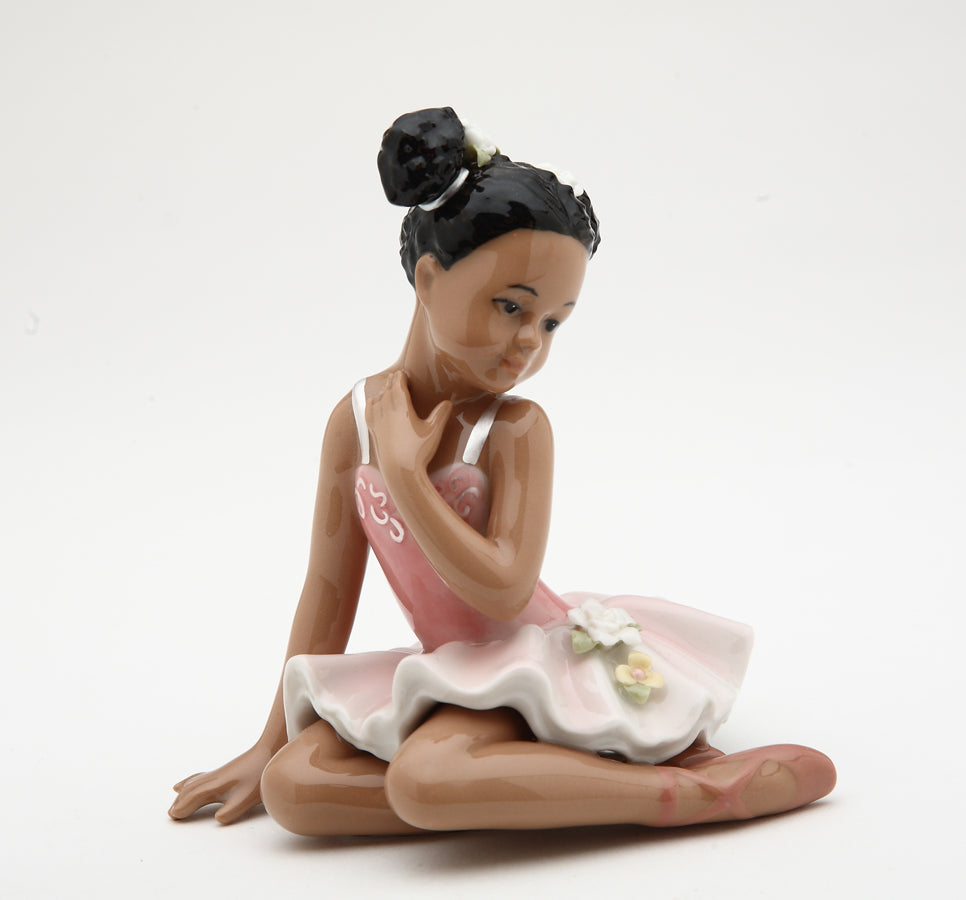 African American Ballerina Girl In Pink Dress - kevinsgiftshoppe