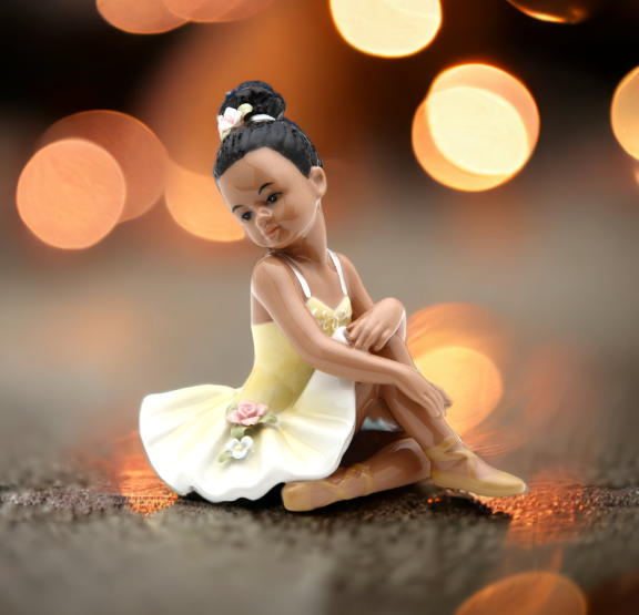Ceramic African American Ballerina Girl In Yellow Dress Home Décor Gift for Her Gift for Daughter Gift for Ballerina