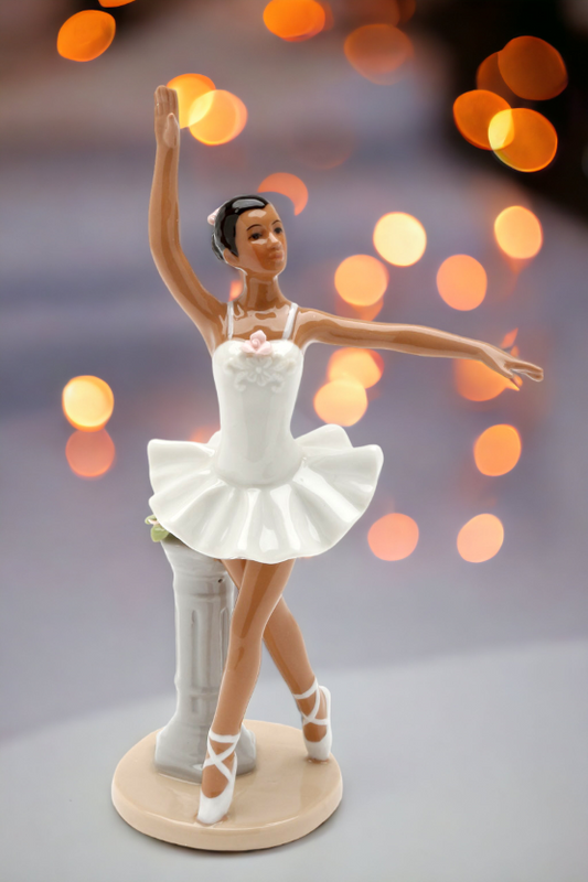 Ceramic African American Ballerina In A White Dress Home Décor Gift for Her Gift for Daughter Gift for Ballerina Dancer