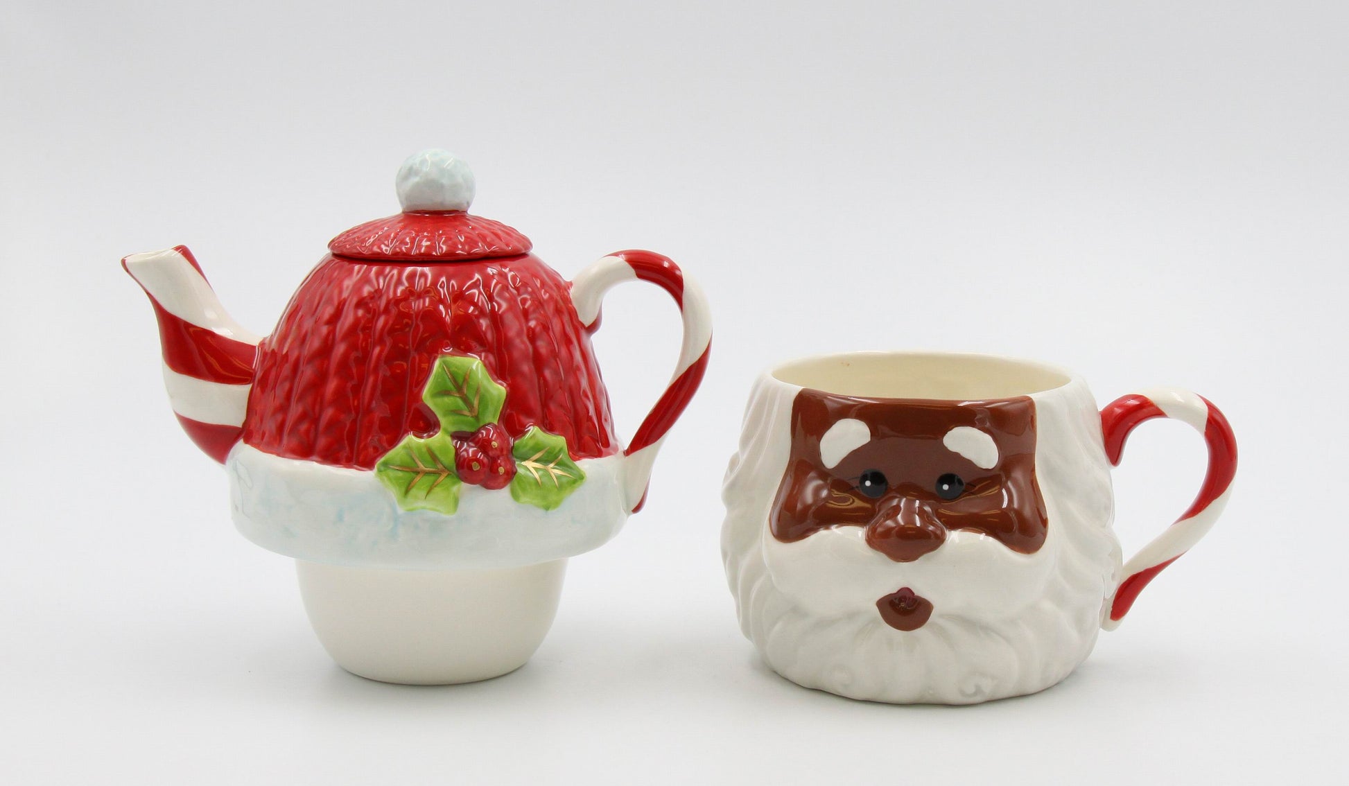 Ceramic African American Christmas Santa Claus Tea For One Gift for Her Gift for Mom Tea Party Décor Café Décor