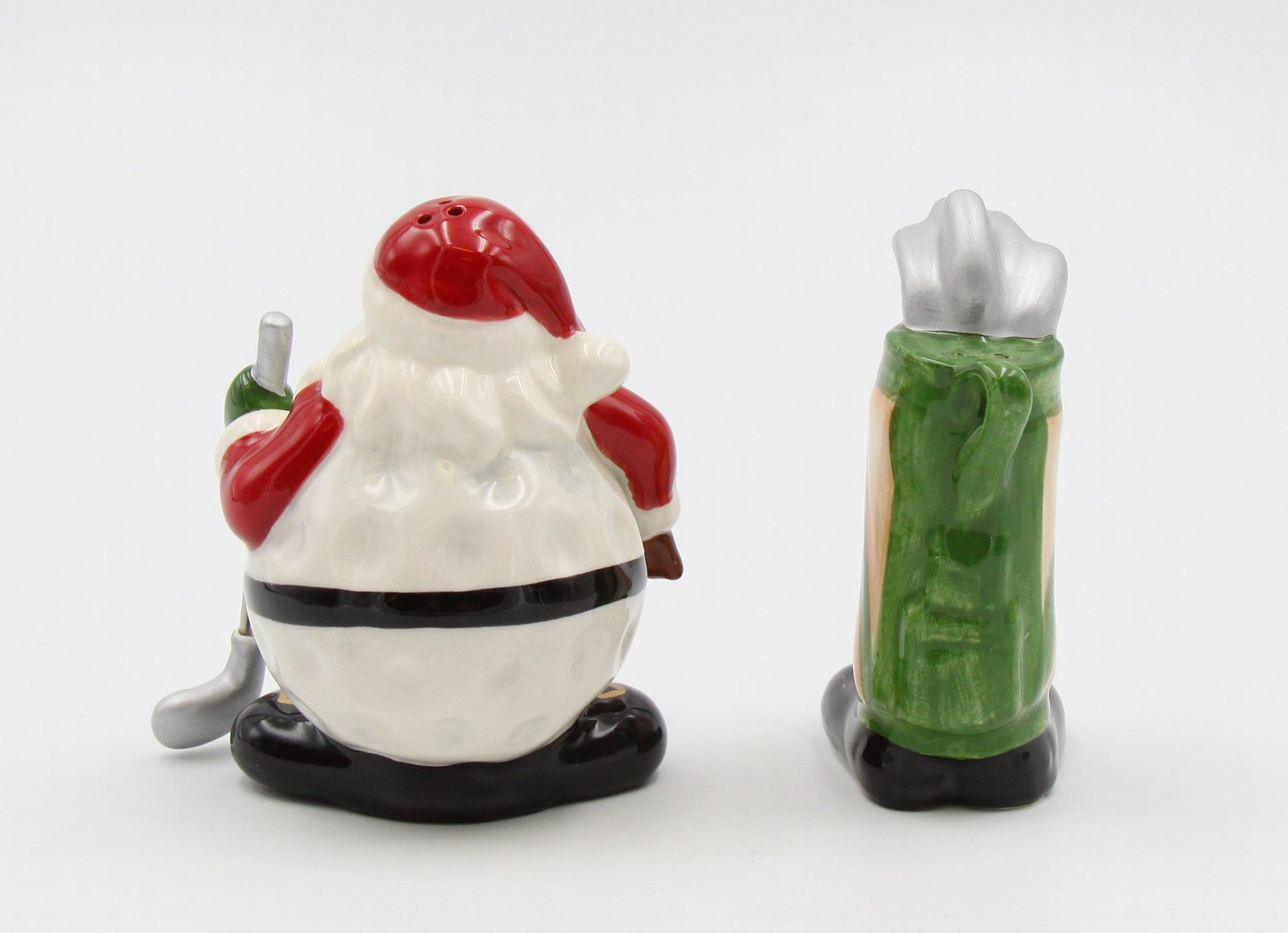 Ceramic African American Golfing Santa Christmas Salt And Pepper Shakers Home Décor Gift for Him Gift for Dad Kitchen