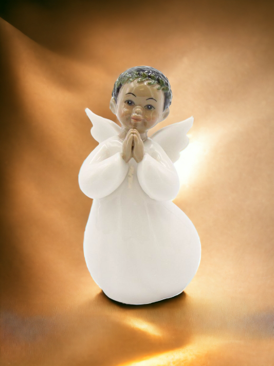 Ceramic African American Guardian Angel Boy Figurine Home Décor Religious Décor Religious Gift Church Décor Baptism