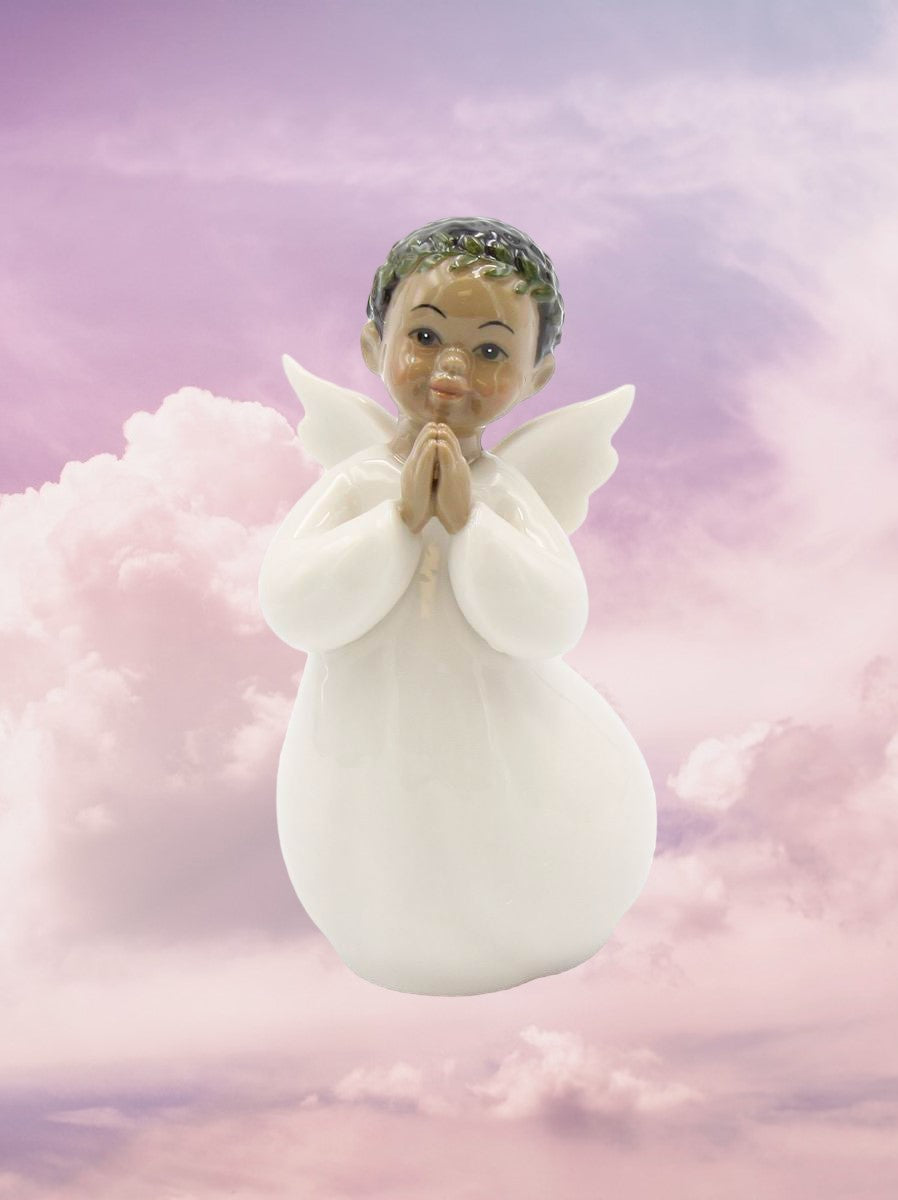 Ceramic African American Guardian Angel Boy Figurine Home Décor Religious Décor Religious Gift Church Décor Baptism