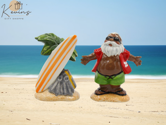 Ceramic African American Hawaiian Santa Salt & Pepper Shakers Home Décor Gift for Him Gift for Dad Kitchen Décor