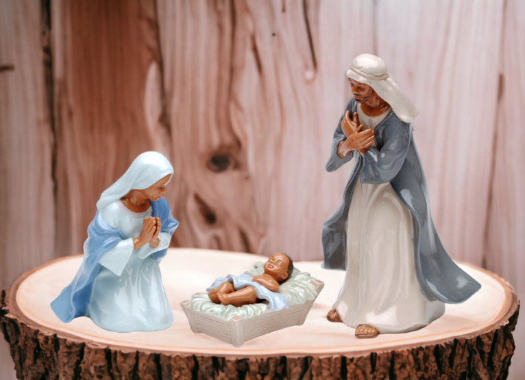 Ceramic African American Holy Family Set Of 3 Home Décor Religious Décor Religious Gift Church Décor Baptism Gift