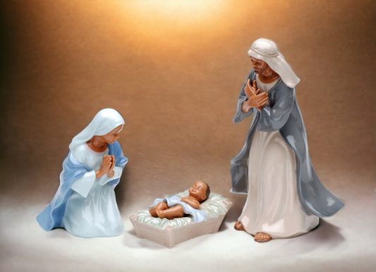 Ceramic African American Holy Family Set Of 3 Home Décor Religious Décor Religious Gift Church Décor Baptism Gift