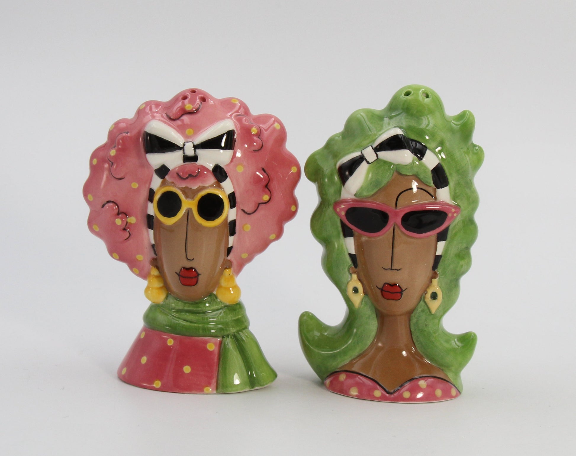 Ceramic African American Ladies Wearing Shades Salt and Pepper Home Décor Gift for Her Mom Friend or Coworker Kitchen