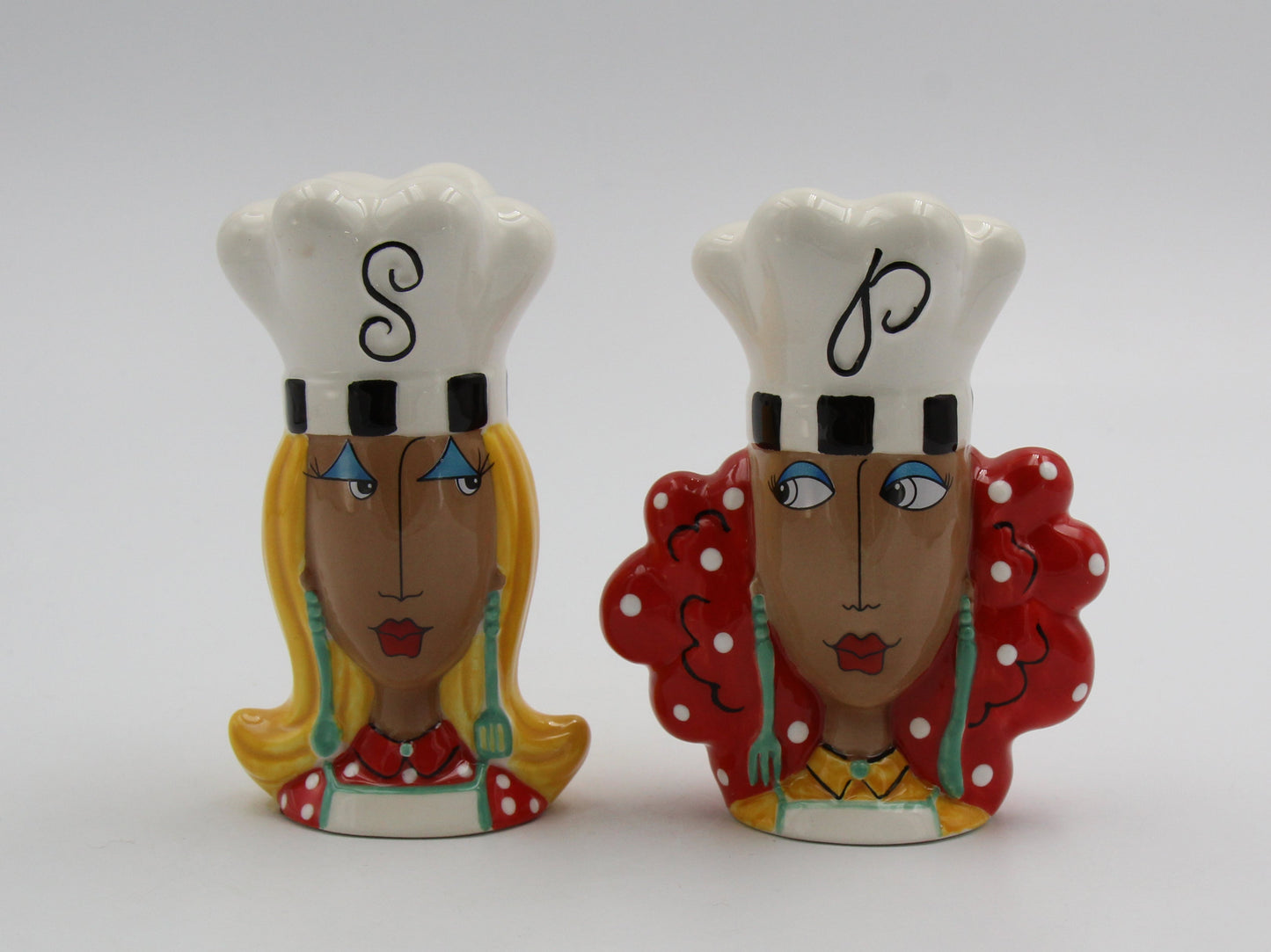 Ceramic African American Lady Chef Salt and Pepper Shakers Home Décor Gift for Her Mom Friend or Coworker Kitchen Décor