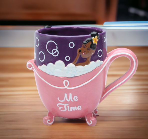 Ceramic African American Lady Me Time Mug Home Décor Gift for Her Mom Friend or Coworker Kitchen Décor - Mugs