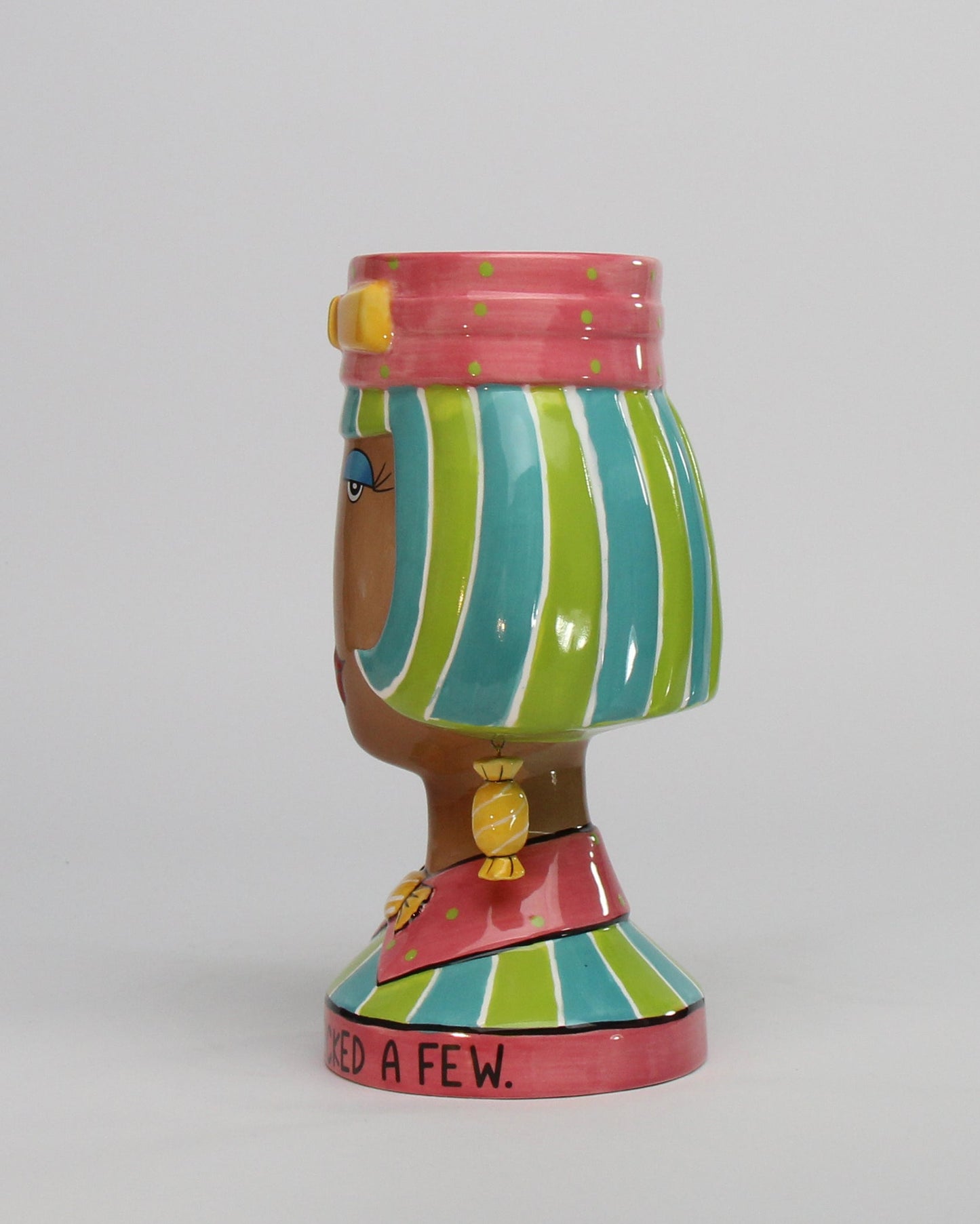Ceramic African American Lady with Colorful Hair Candy Holder or Vase Home Décor Gift for Her Mom Friend or Coworker