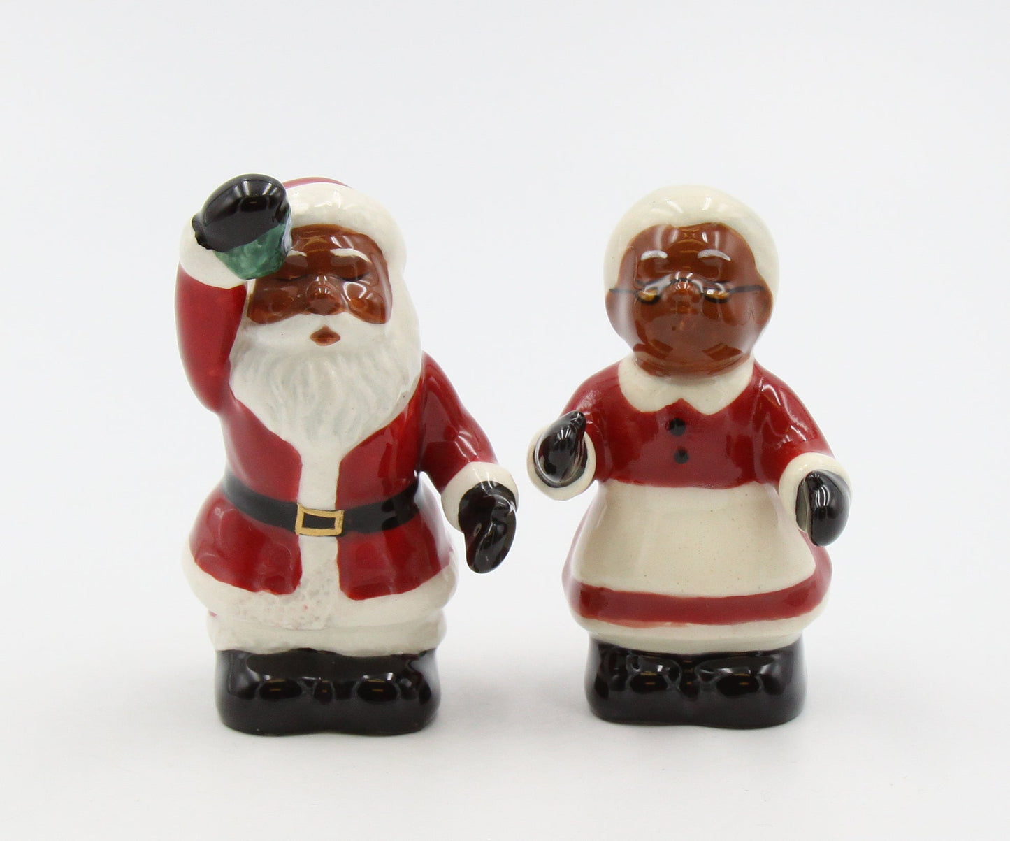 Ceramic African American Santa Couple Salt And Pepper Shakers Home Décor Gift for Her Gift for Mom Kitchen Decor