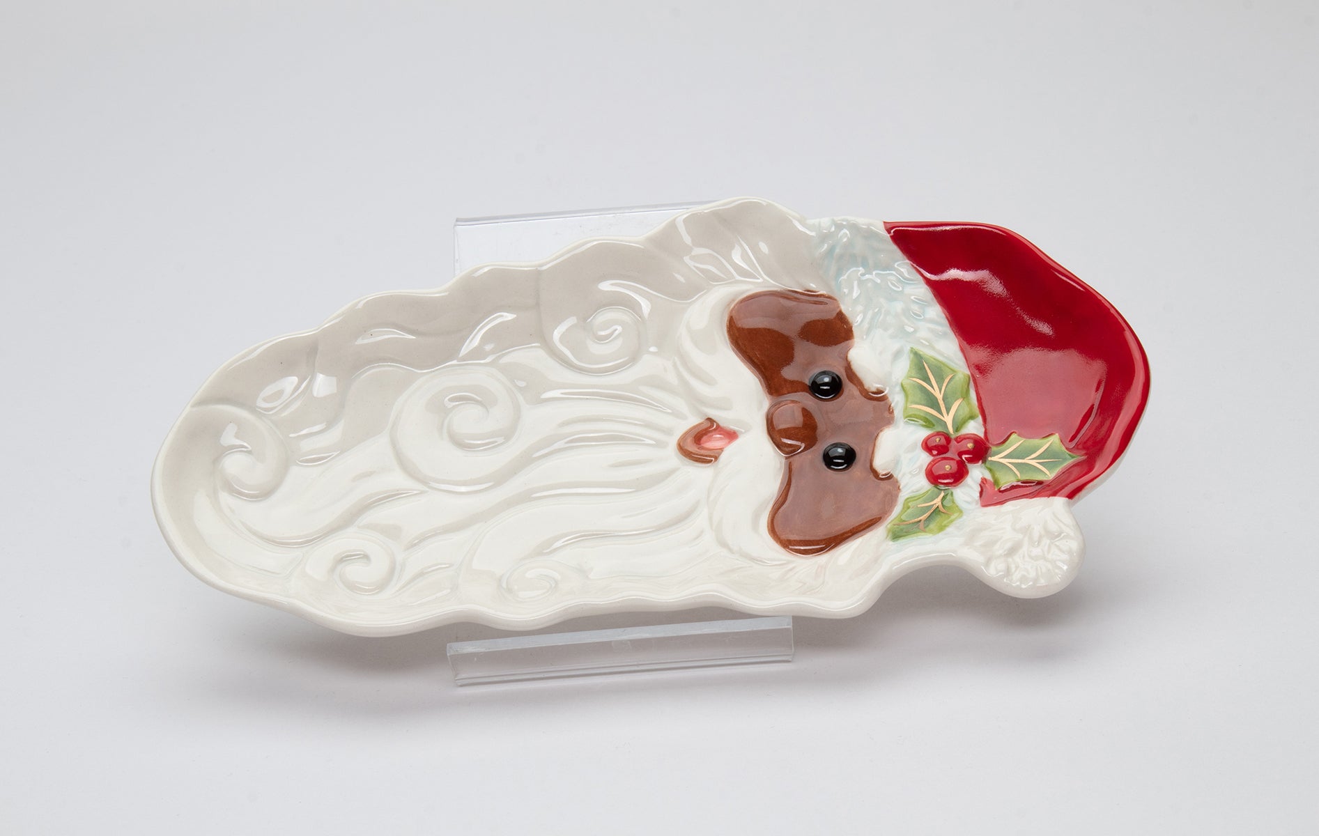 Ceramic African American Santa Dessert Tray Home Décor Gift for Her Gift for Mom Kitchen Décor Christmas Décor - Plates