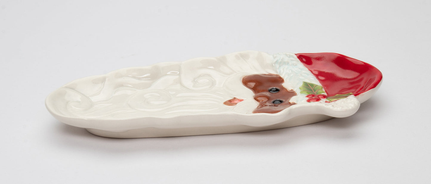Ceramic African American Santa Dessert Tray Home Décor Gift for Her Gift for Mom Kitchen Décor Christmas Décor - Plates